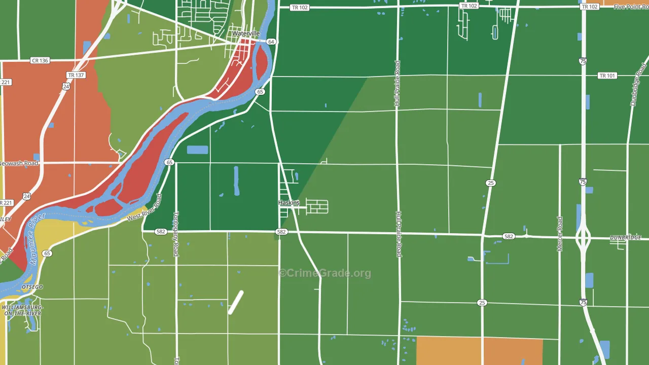 Haskins, OH Map of Robbery Rates