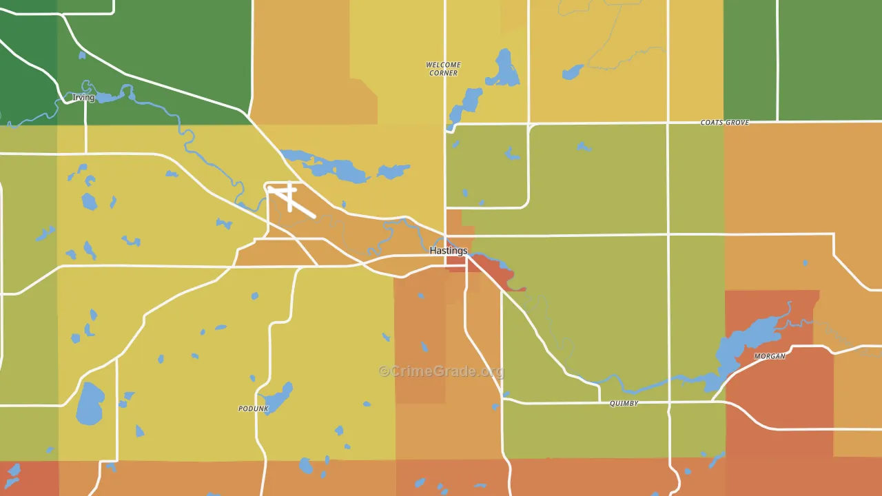 Hastings, MI Map of Robbery Rates