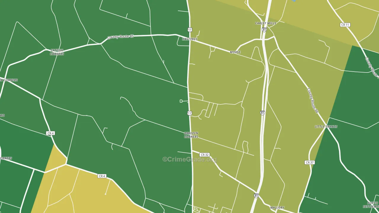 Hastings, NY Map of Robbery Rates