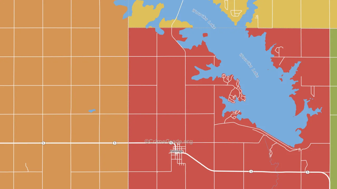 Hastings, OK Map of Robbery Rates
