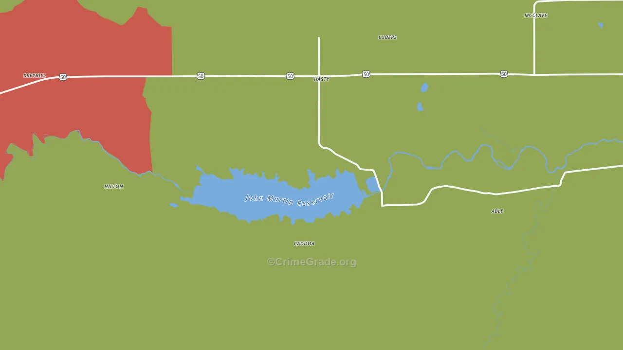 Hasty, CO Map of Robbery Rates