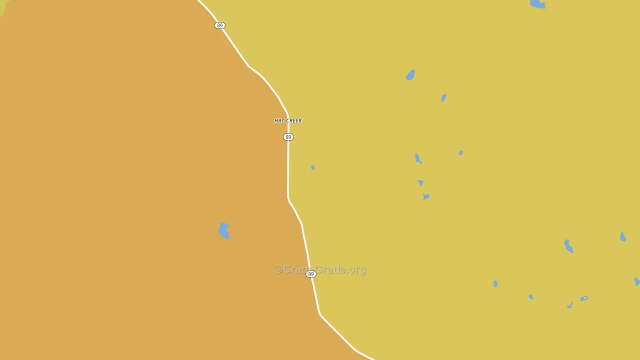 Hat Creek, CA Map of Robbery Rates