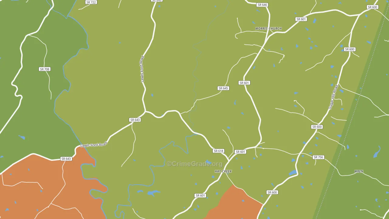 Hat Creek, VA Map of Robbery Rates