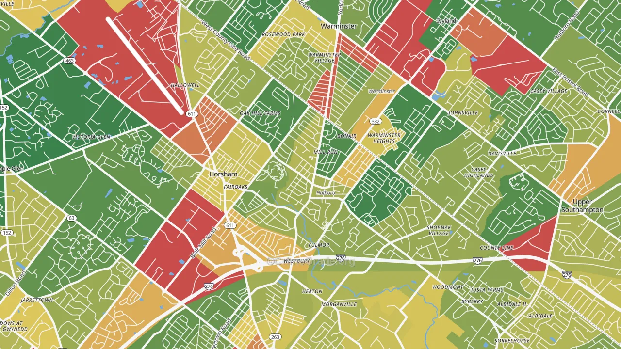 Hatboro, PA Map of Robbery Rates