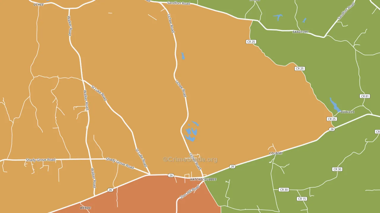Hatchechubbee, AL Map of Robbery Rates