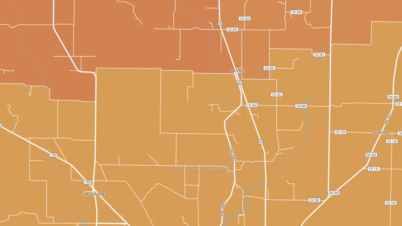 Hatchel, TX Map of Robbery Rates