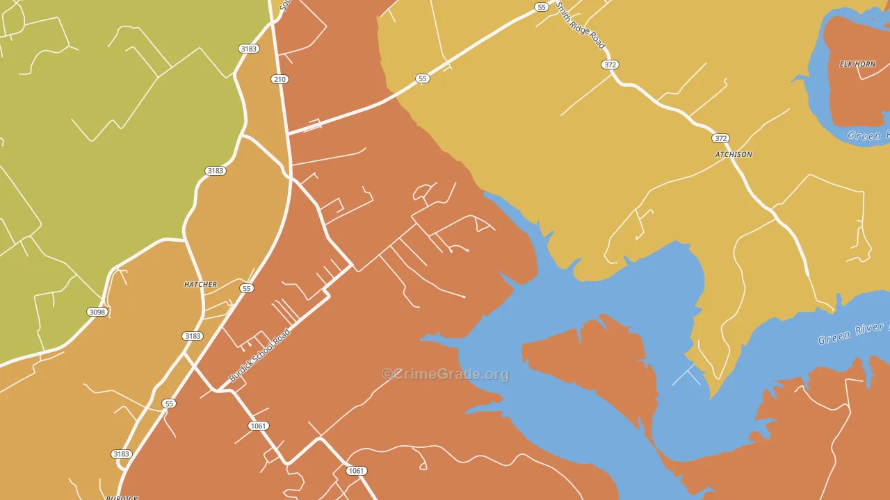 Hatcher, KY Map of Robbery Rates
