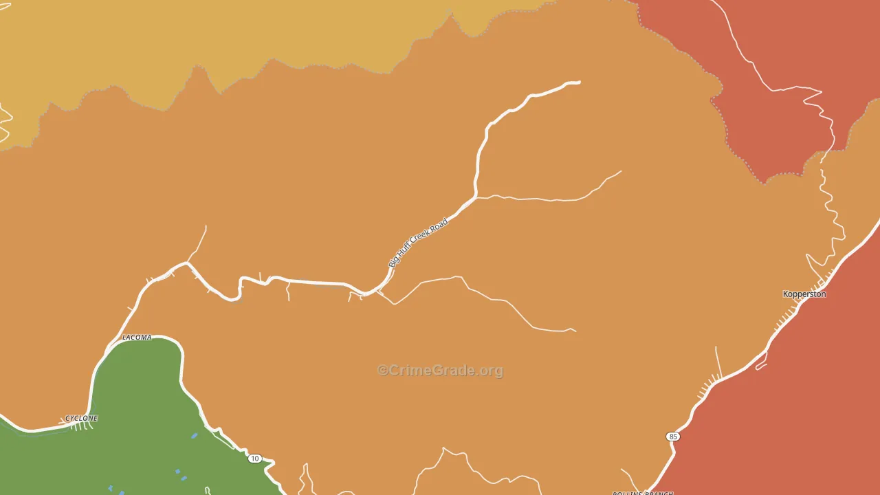 Hatcher, WV Map of Robbery Rates
