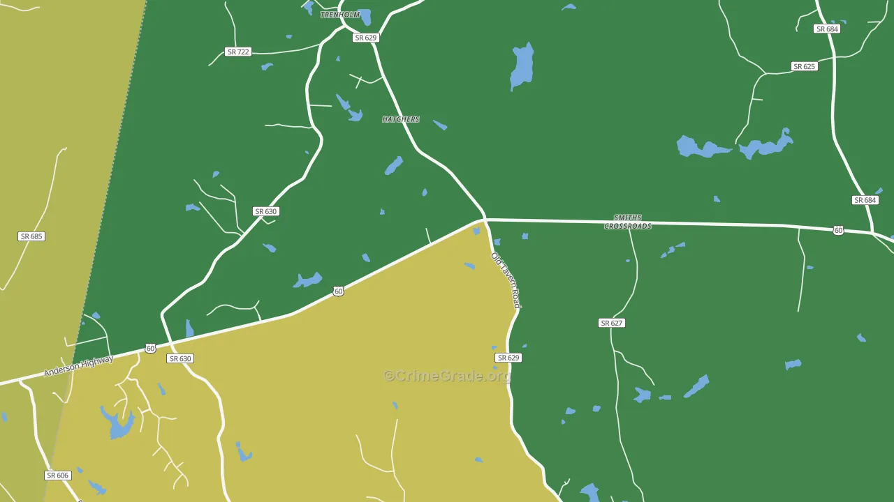 Hatchers, VA Map of Robbery Rates