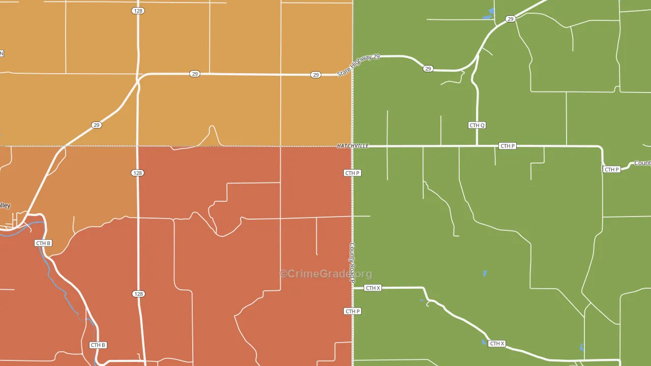 Hatchville, WI Map of Robbery Rates