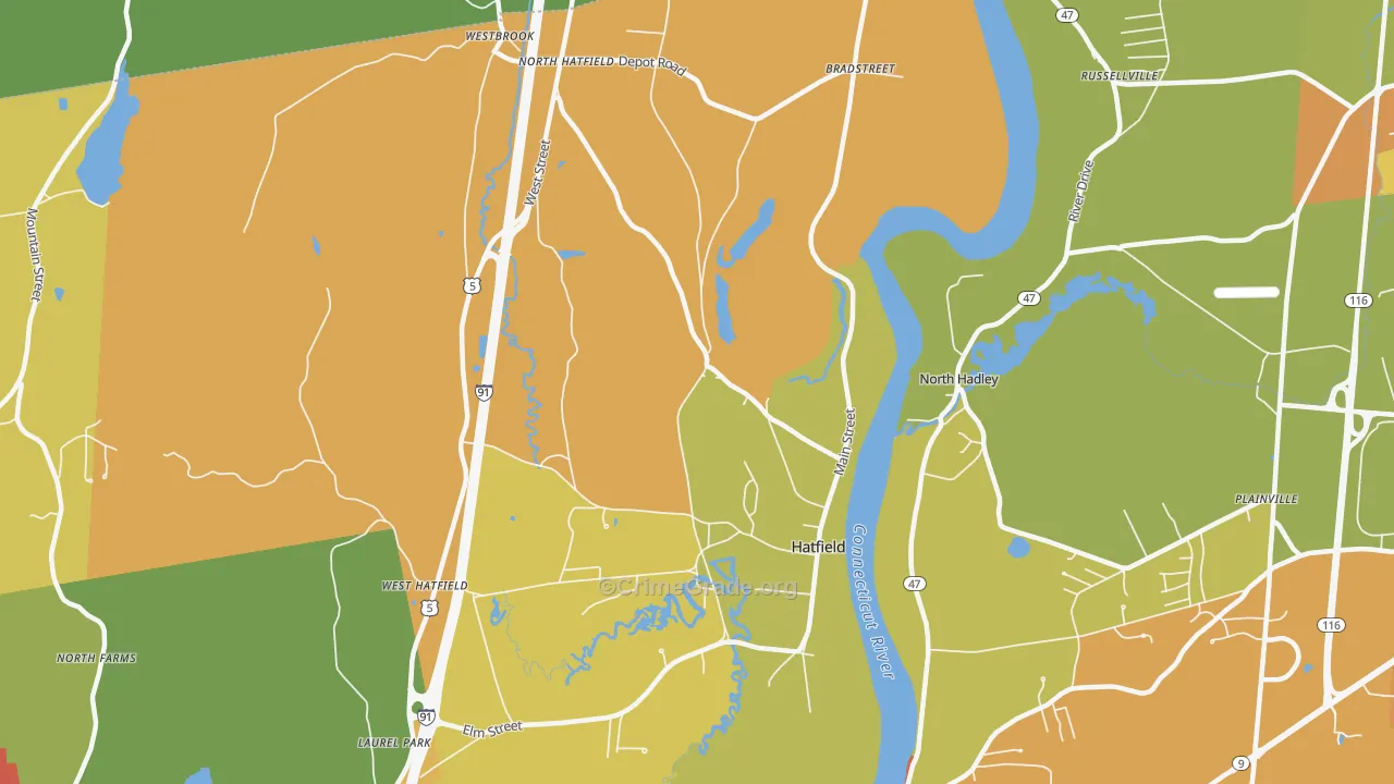 Hatfield, MA Map of Robbery Rates