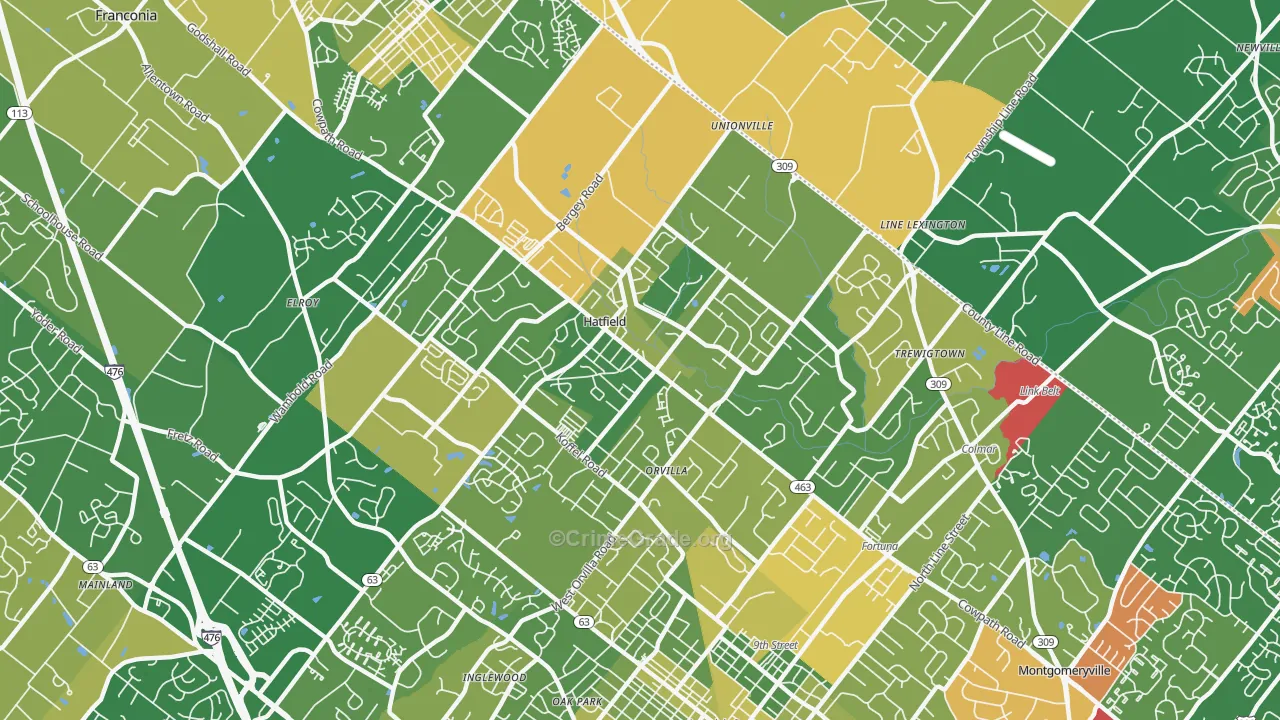 Hatfield, PA Map of Robbery Rates