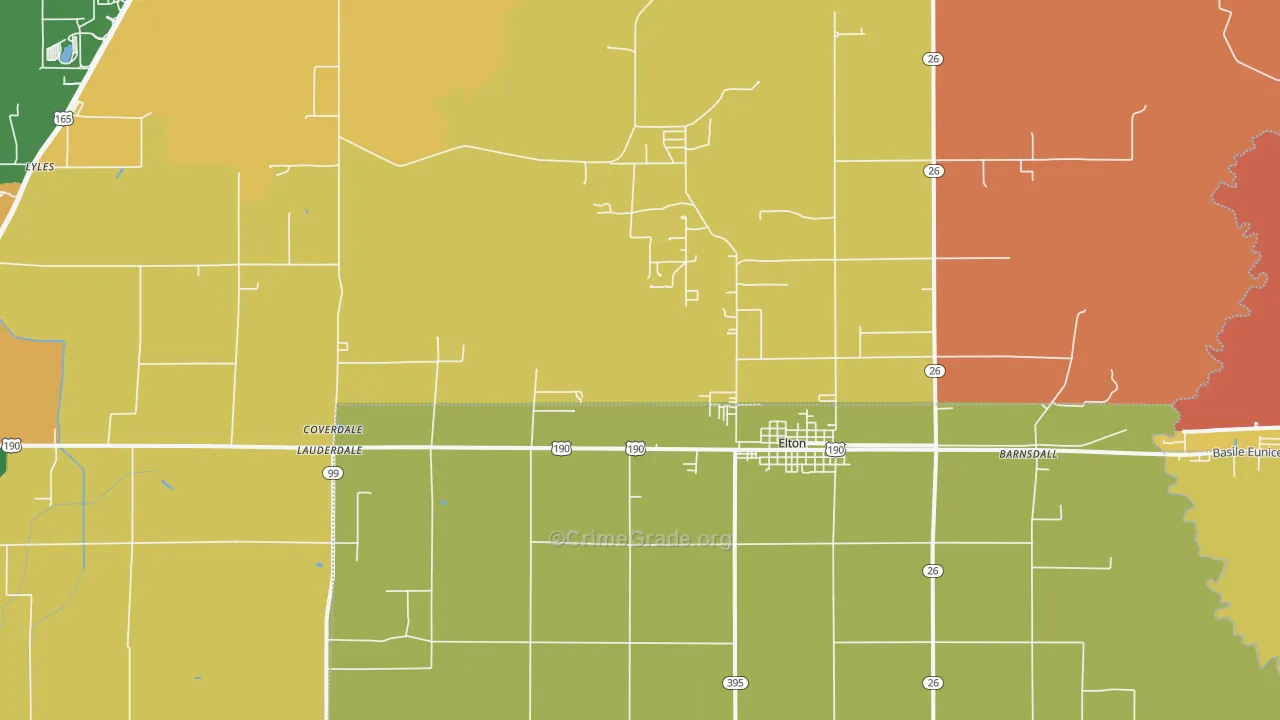 Hathaway, LA Map of Robbery Rates