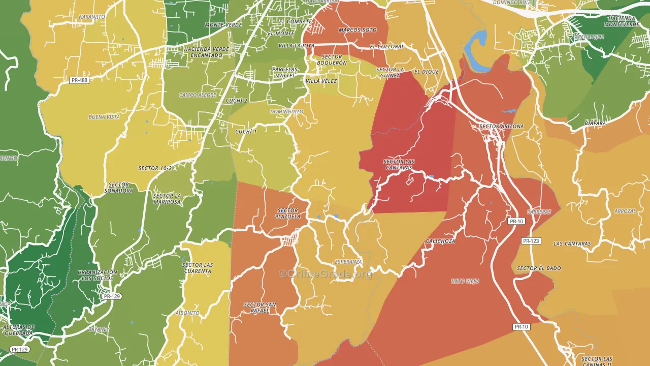 Hato Viejo, PR Map of Robbery Rates