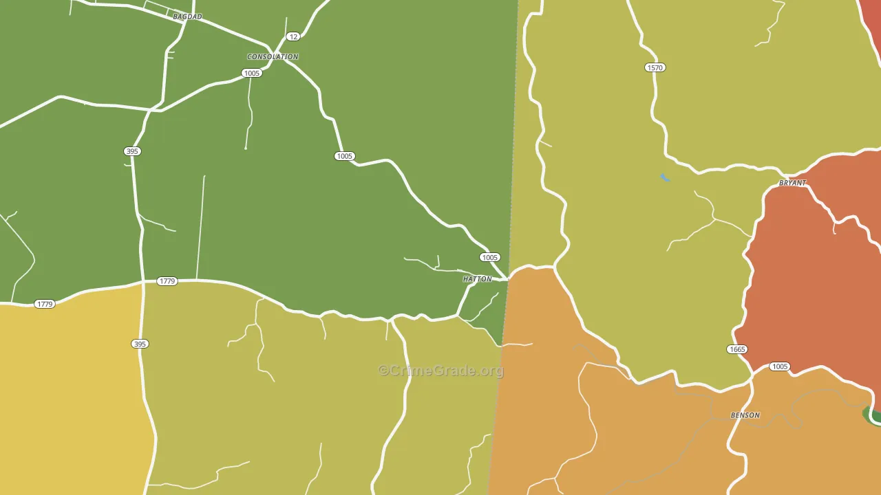 Hatton, KY Map of Robbery Rates