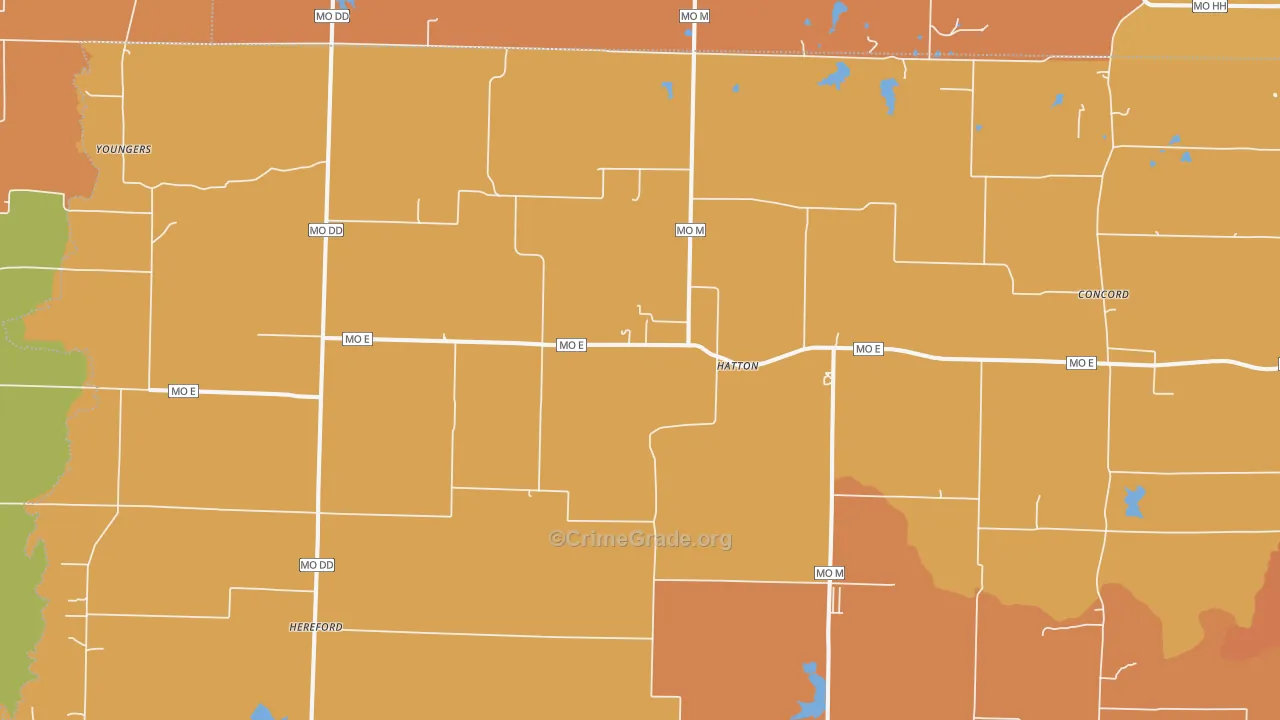 Hatton, MO Map of Robbery Rates