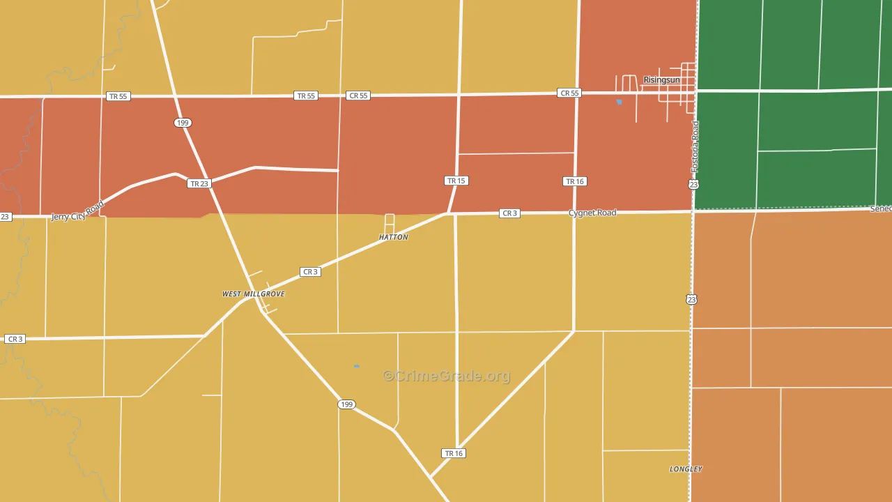 Hatton, OH Map of Robbery Rates