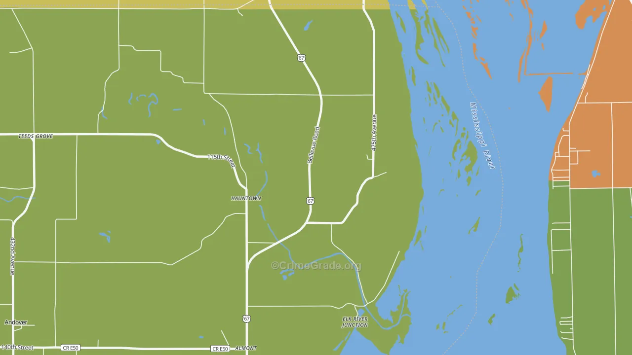 Hauntown, IA Map of Robbery Rates