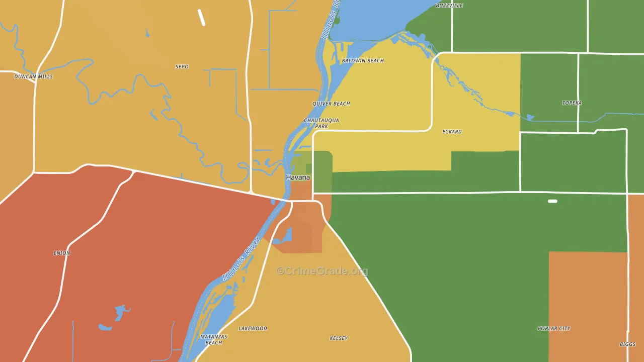 Havana, IL Map of Robbery Rates