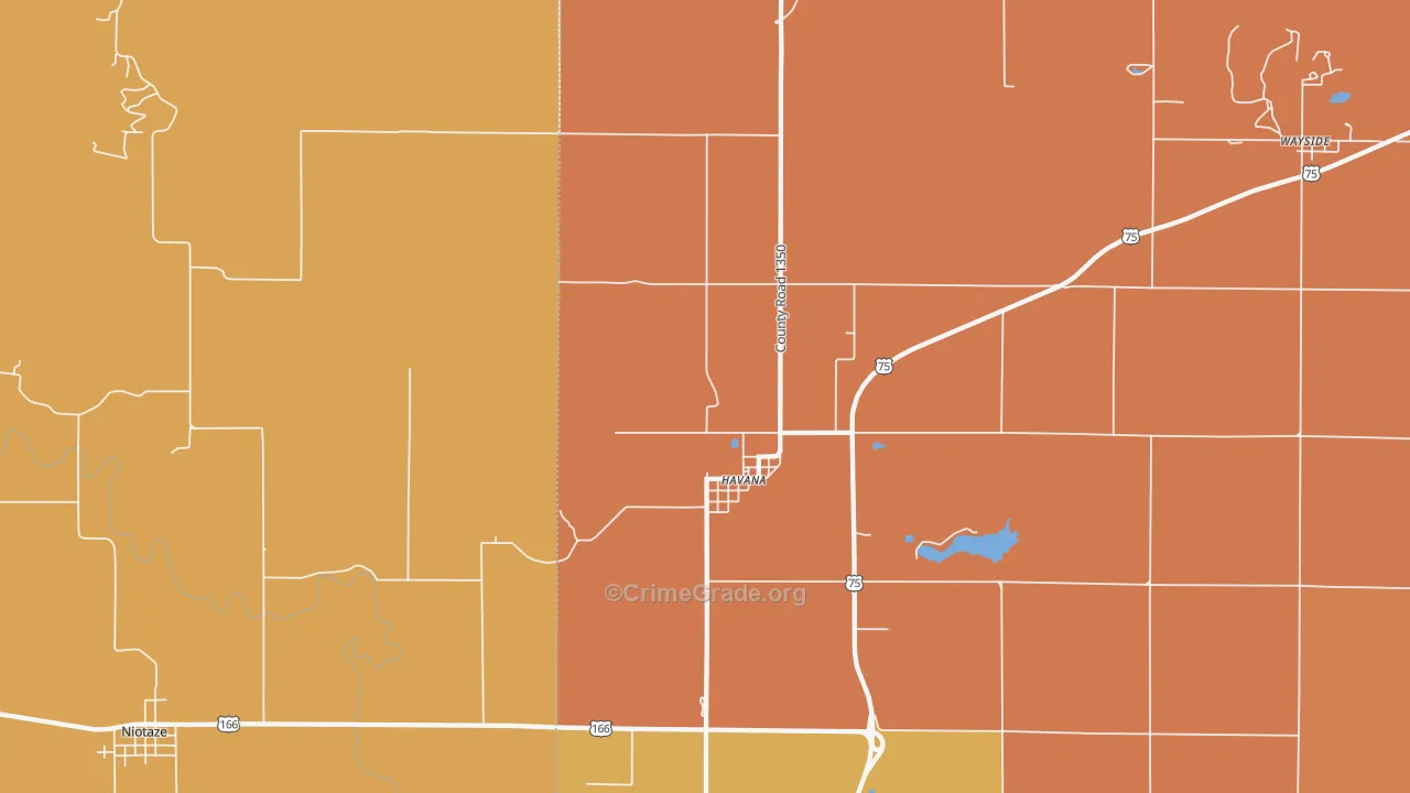 Havana, KS Map of Robbery Rates
