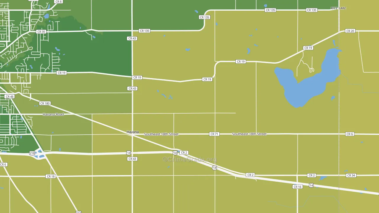 Havana, MN Map of Robbery Rates