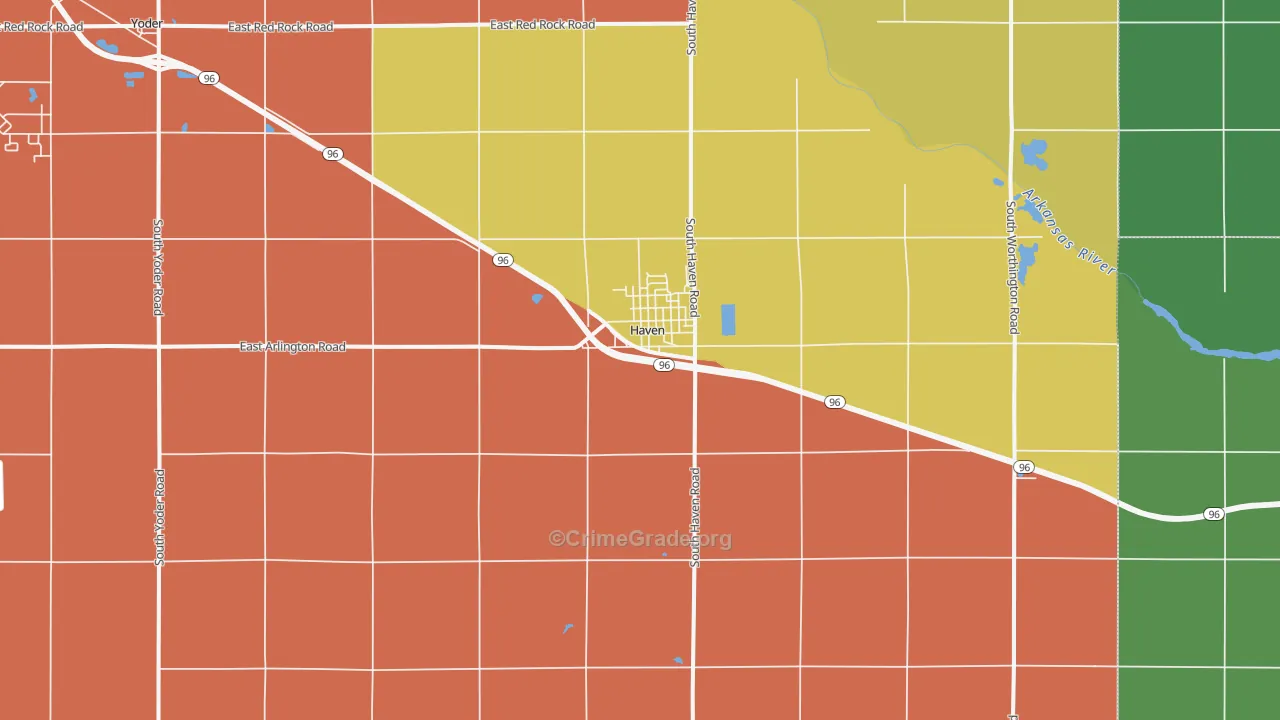 Haven, KS Map of Robbery Rates