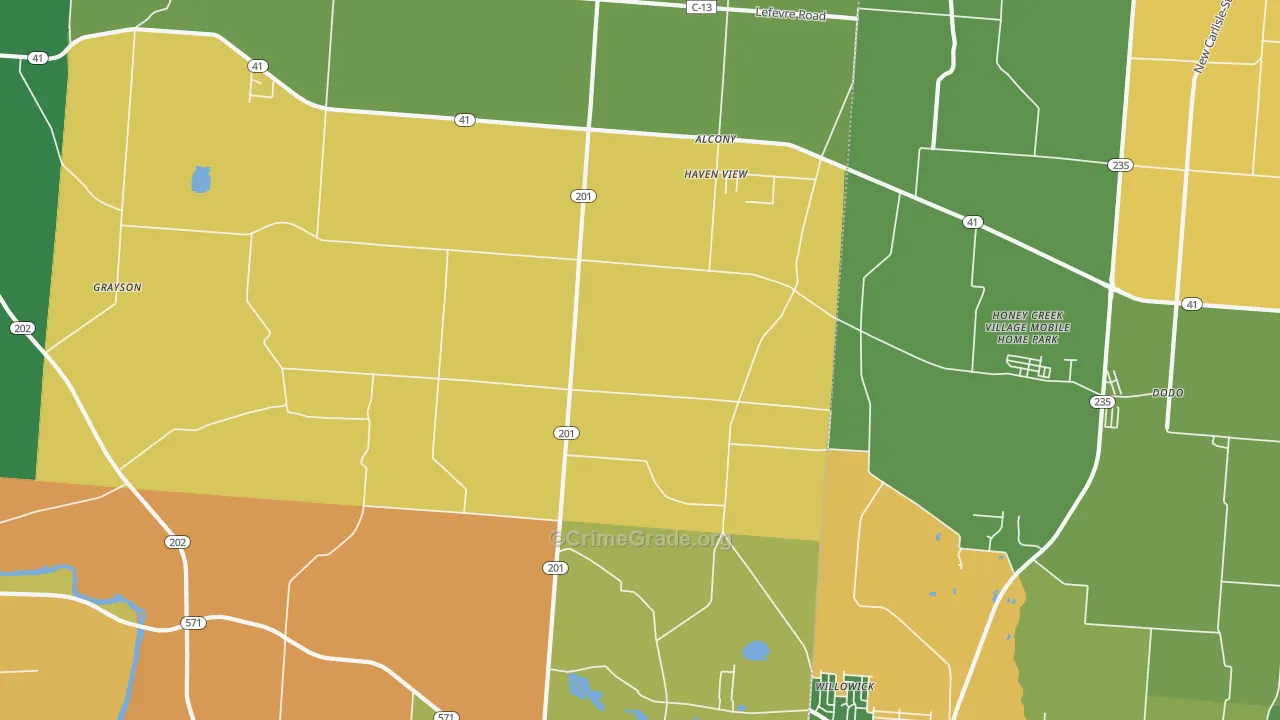Haven View, OH Map of Robbery Rates