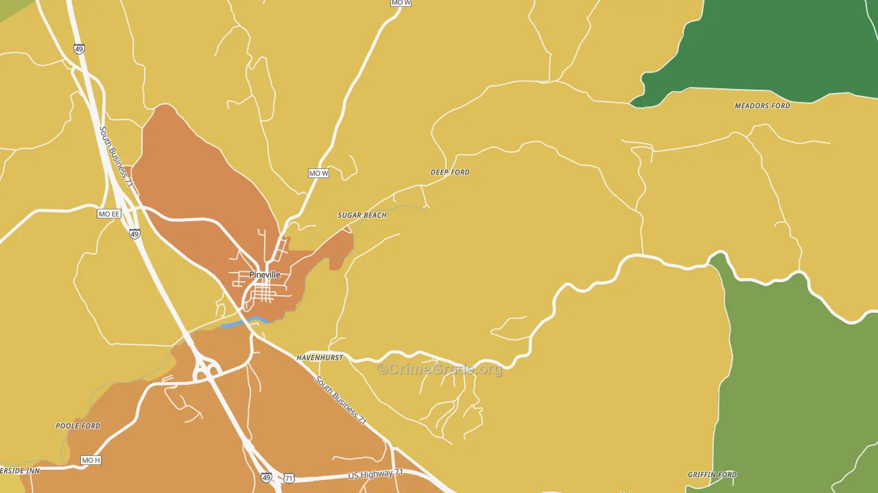 Havenhurst, MO Map of Robbery Rates
