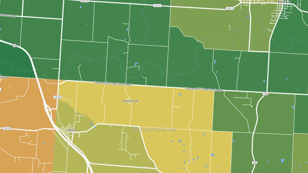 Havensport, OH Map of Robbery Rates
