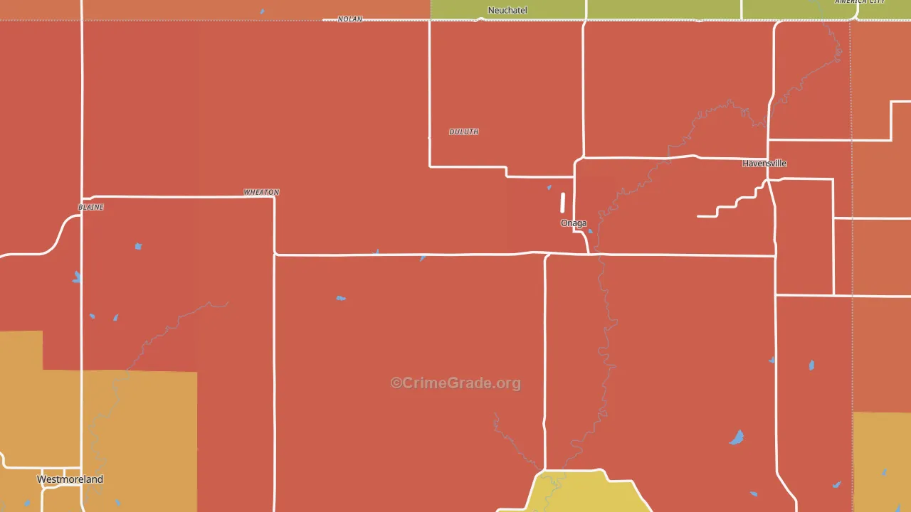 Havensville, KS Map of Robbery Rates
