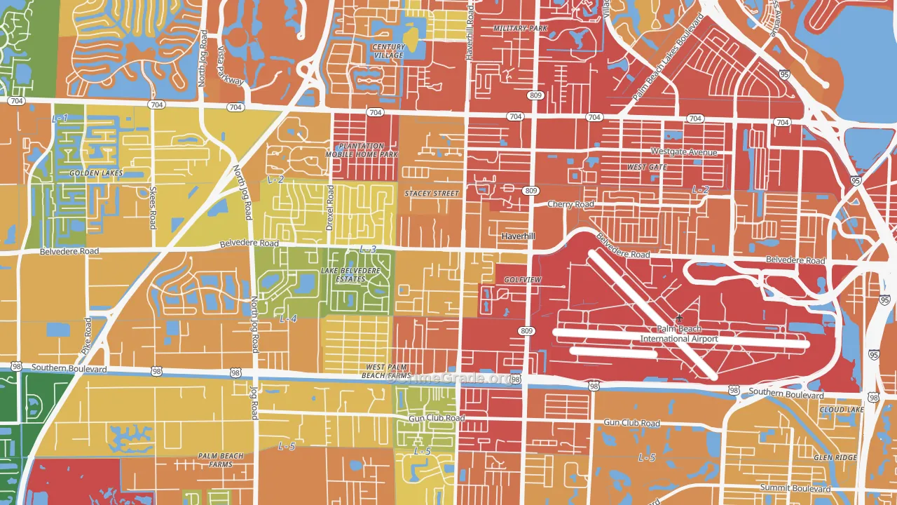 Haverhill, FL Map of Robbery Rates