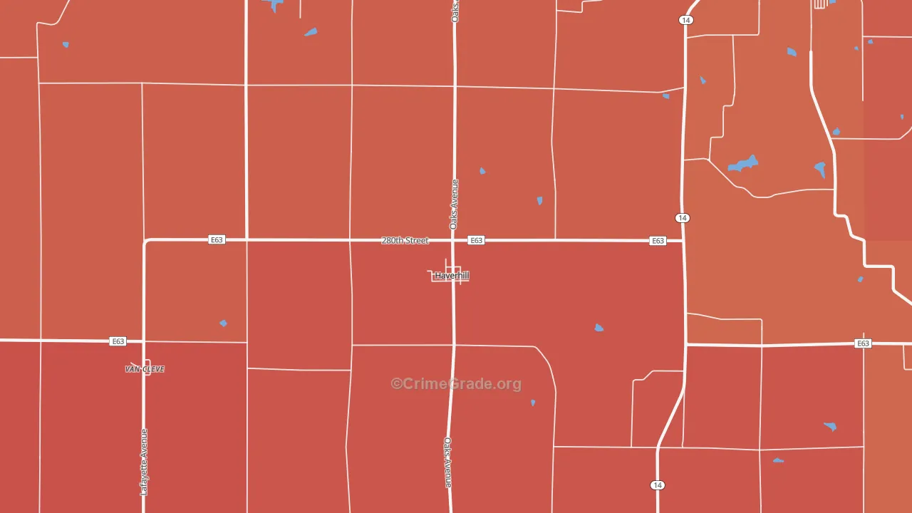 Haverhill, IA Map of Robbery Rates