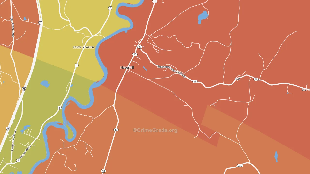 Haverhill, NH Map of Robbery Rates