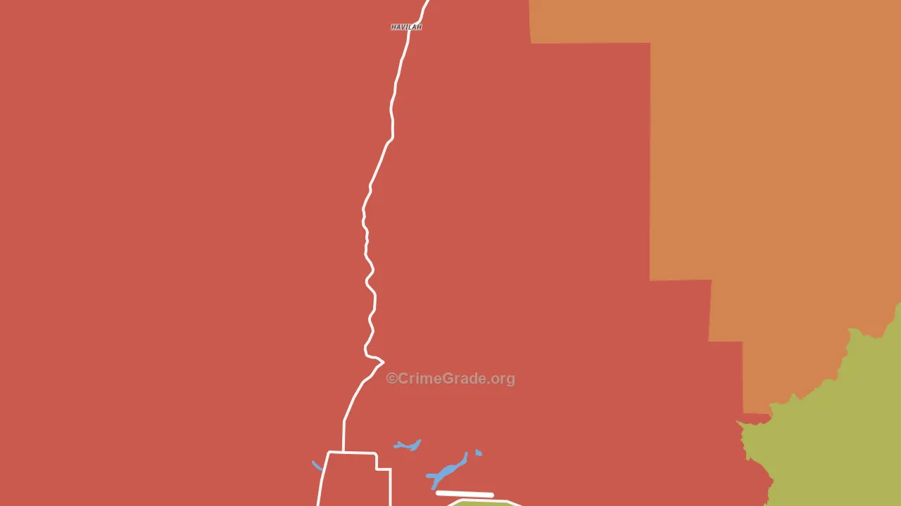 Havilah, CA Map of Robbery Rates