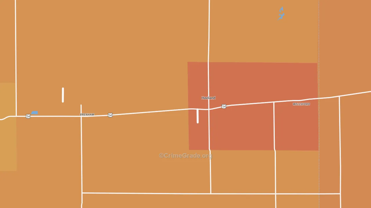Haviland, KS Map of Robbery Rates