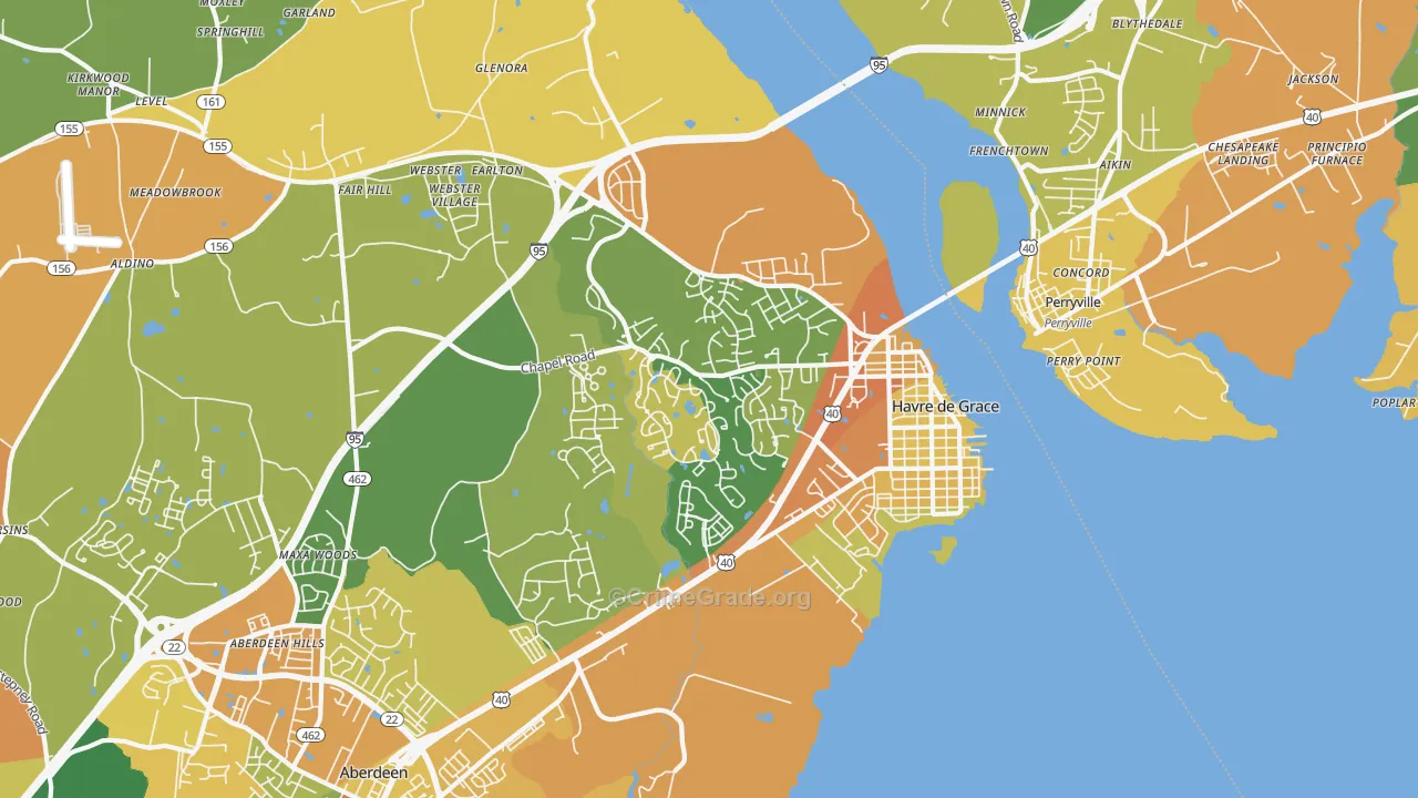 Havre de Grace, MD Map of Robbery Rates