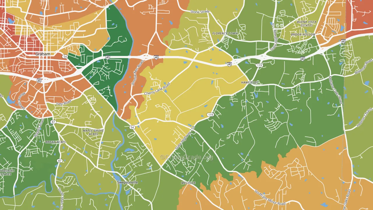 Haw River, NC Map of Robbery Rates