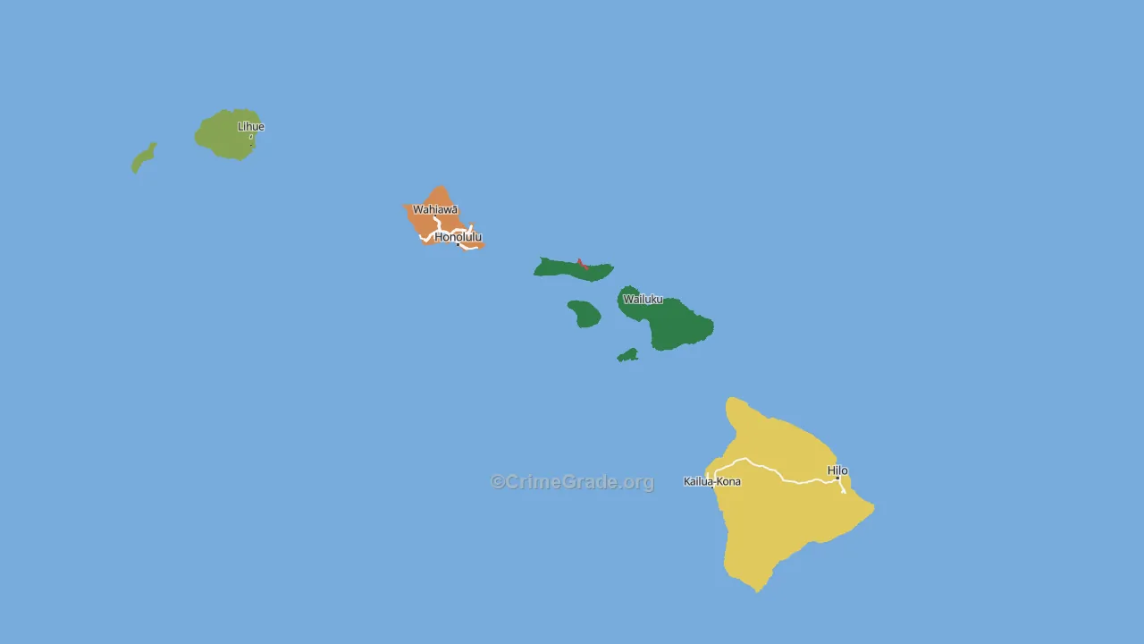 Hawaii Map of Robbery Rates