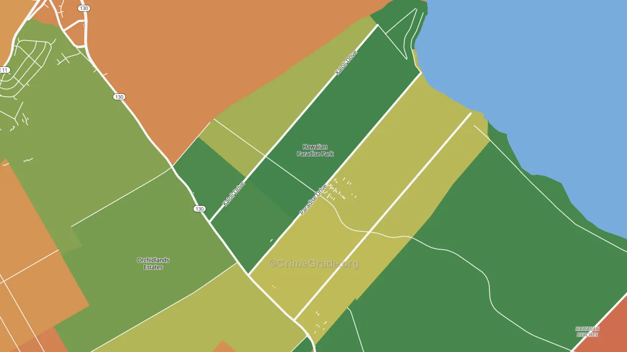 Hawaiian Paradise Park, HI Map of Robbery Rates