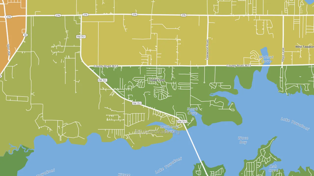 Hawk Cove, TX Map of Robbery Rates