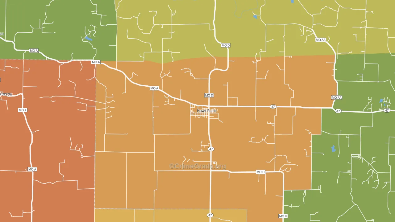 Hawk Point, MO Map of Robbery Rates