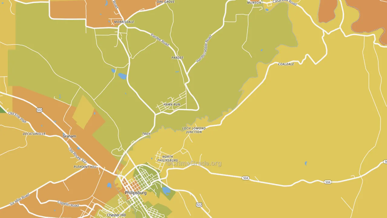 Hawk Run, PA Map of Robbery Rates