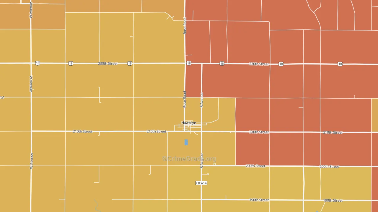 Hawkeye, IA Map of Robbery Rates