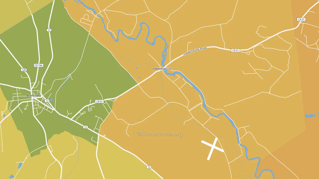 Hawkinsville, NY Map of Robbery Rates