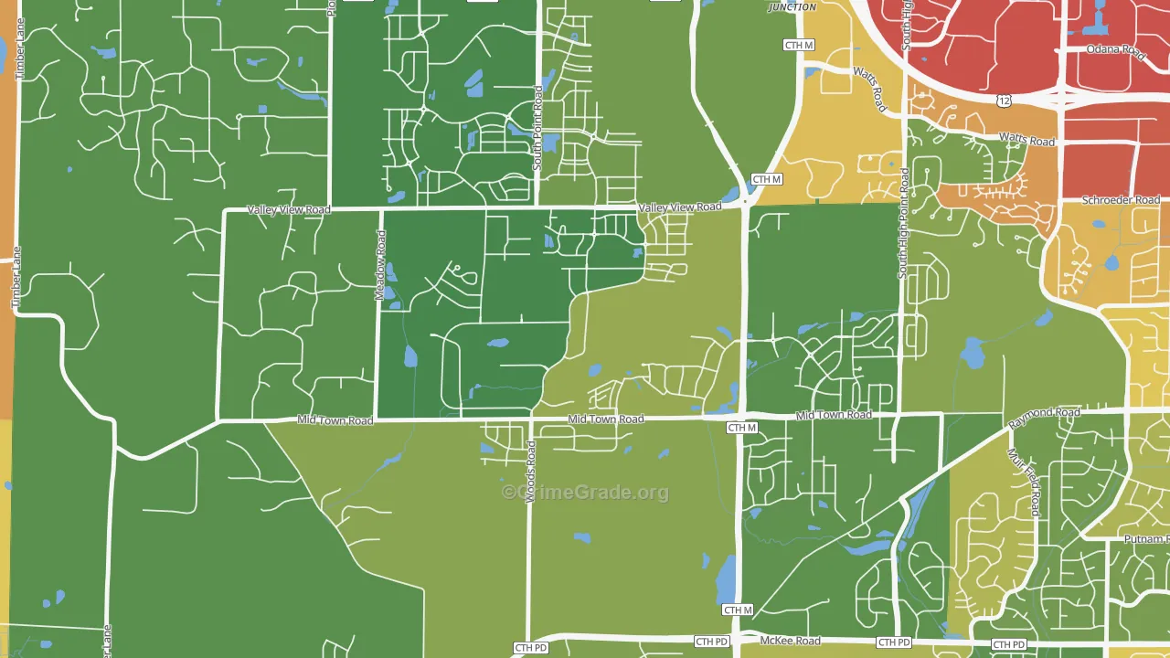Hawk's Landing, Verona, WI Map of Robbery Rates