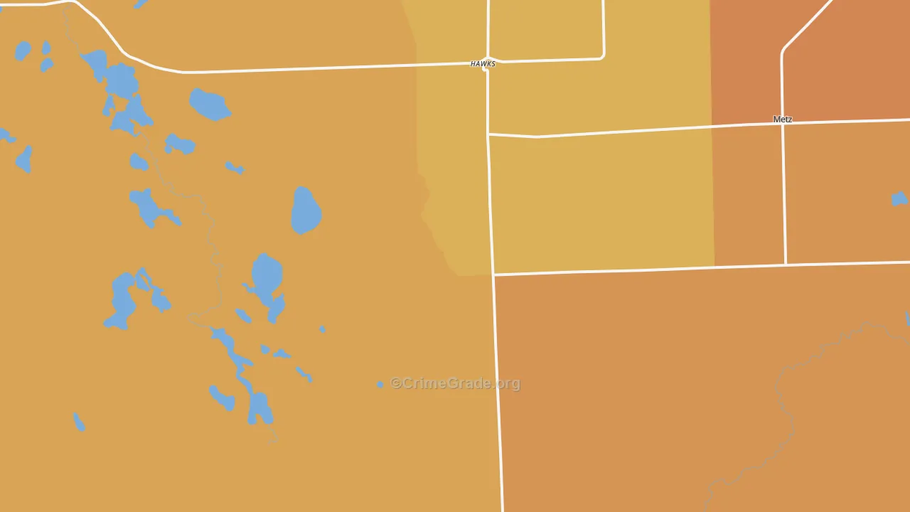Hawks, MI Map of Robbery Rates