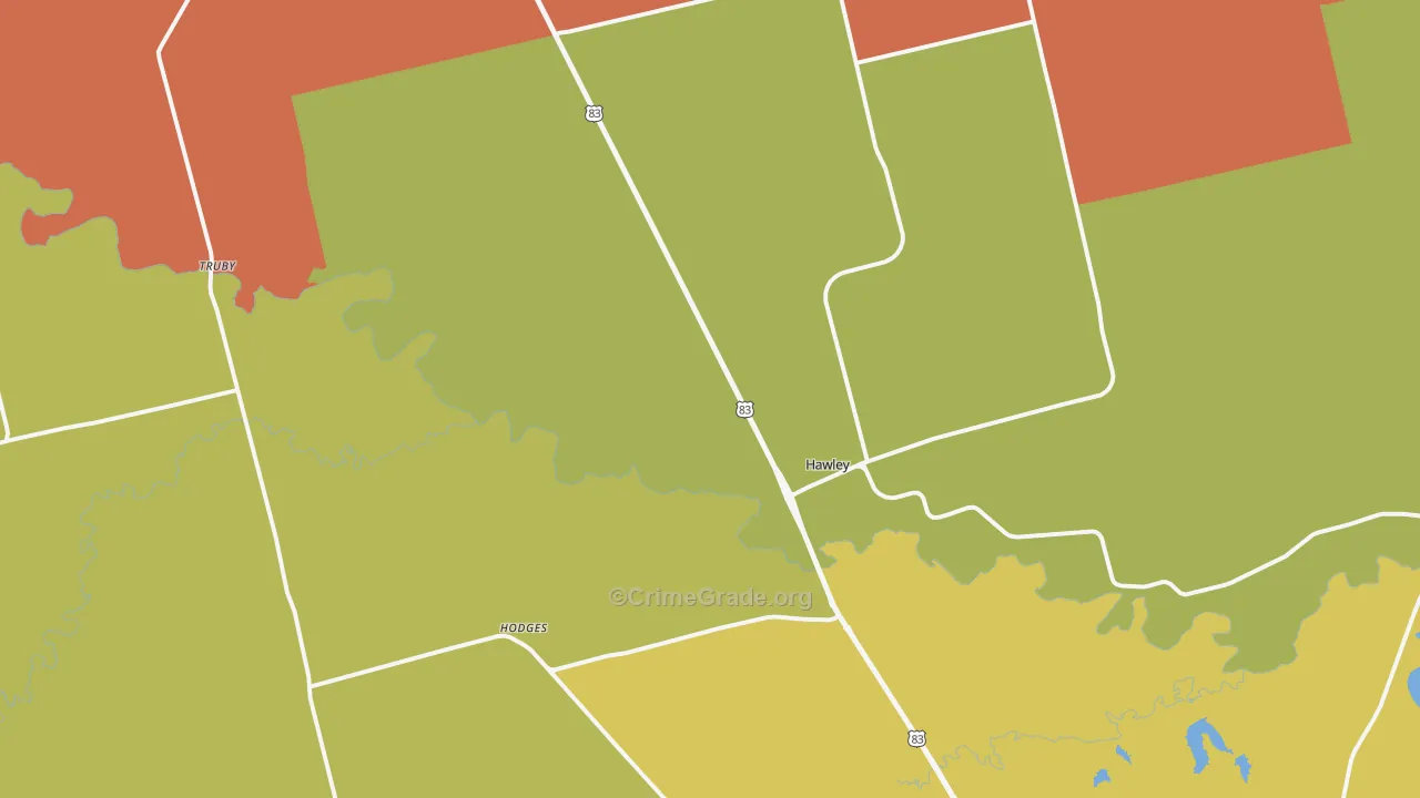 Hawley, TX Map of Robbery Rates