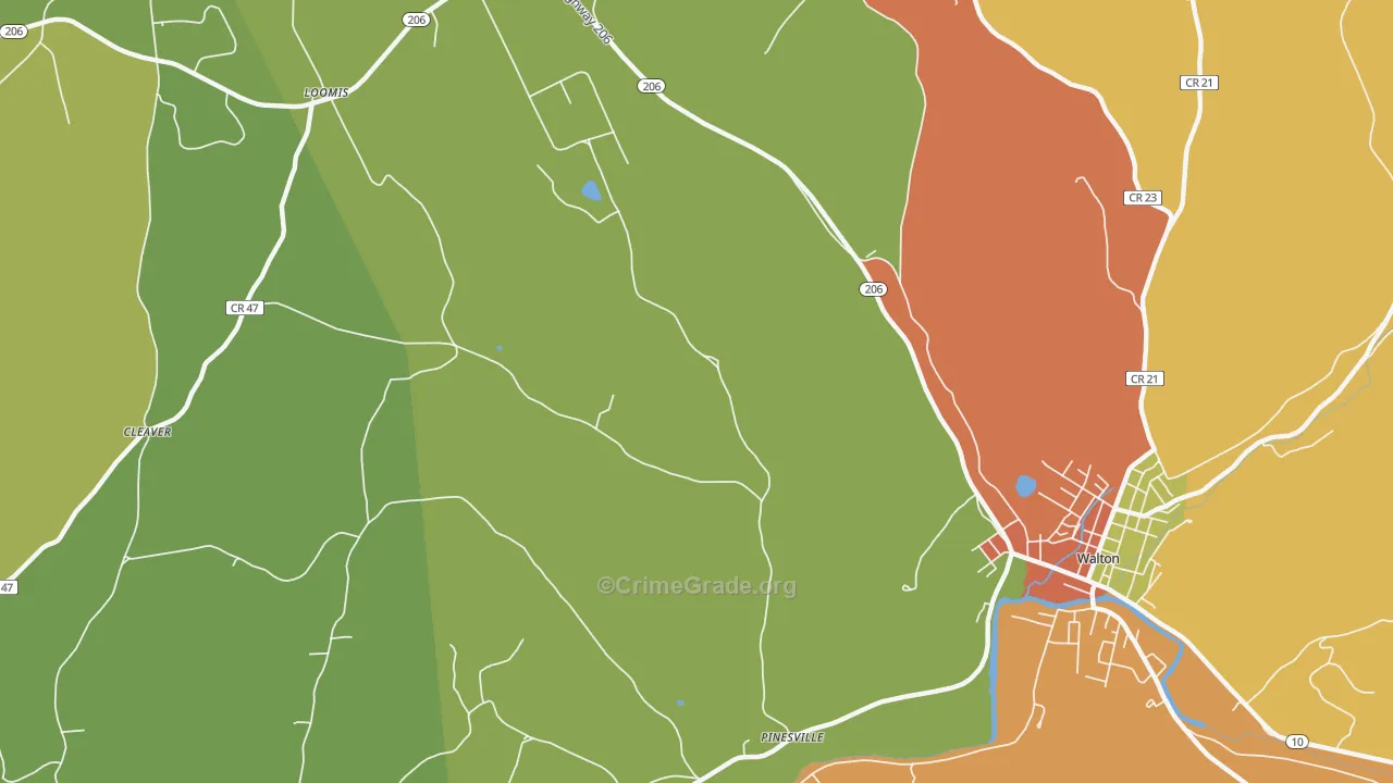 Hawleys, NY Map of Robbery Rates