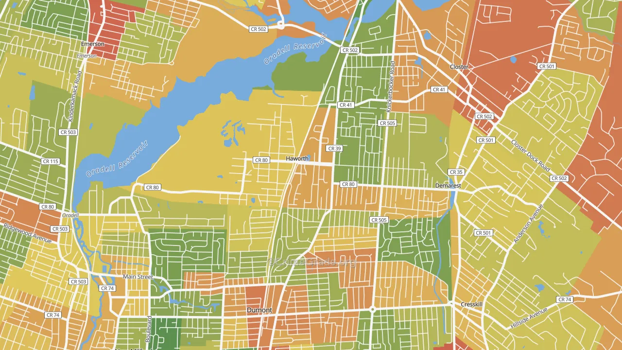 Haworth, NJ Map of Robbery Rates