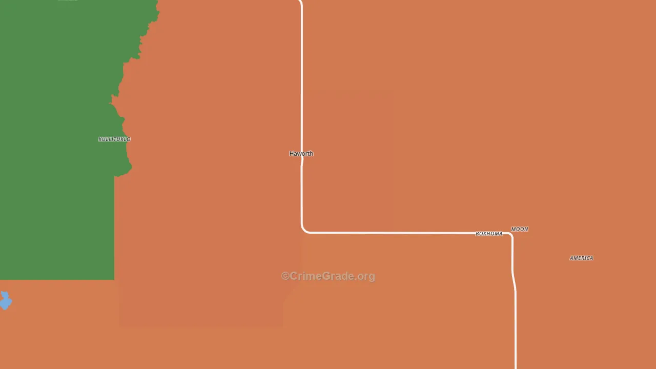Haworth, OK Map of Robbery Rates